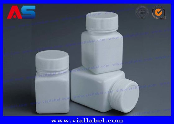 Аптека для домашних животных Белый пластиковый флакон для таблеток 50 мл с завинчивающейся крышкой, квадратная форма, чувствительная к давлению уплотнительная прокладка