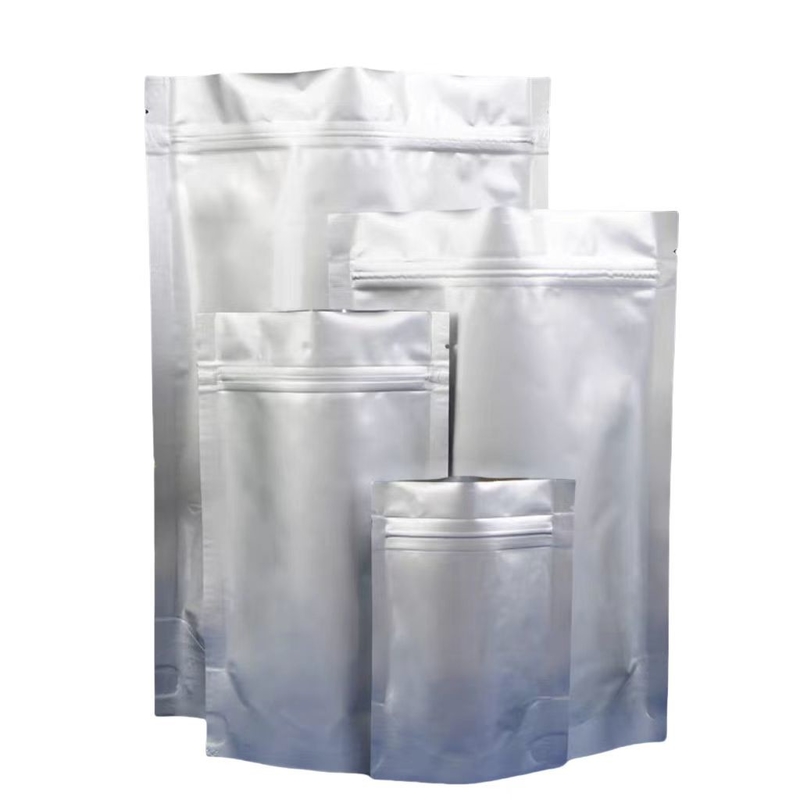 Алюминиевый мешок из фольги MOQ 100 штук Алюминиевый серебряный Zip Lock Pouch для 50 таблеток