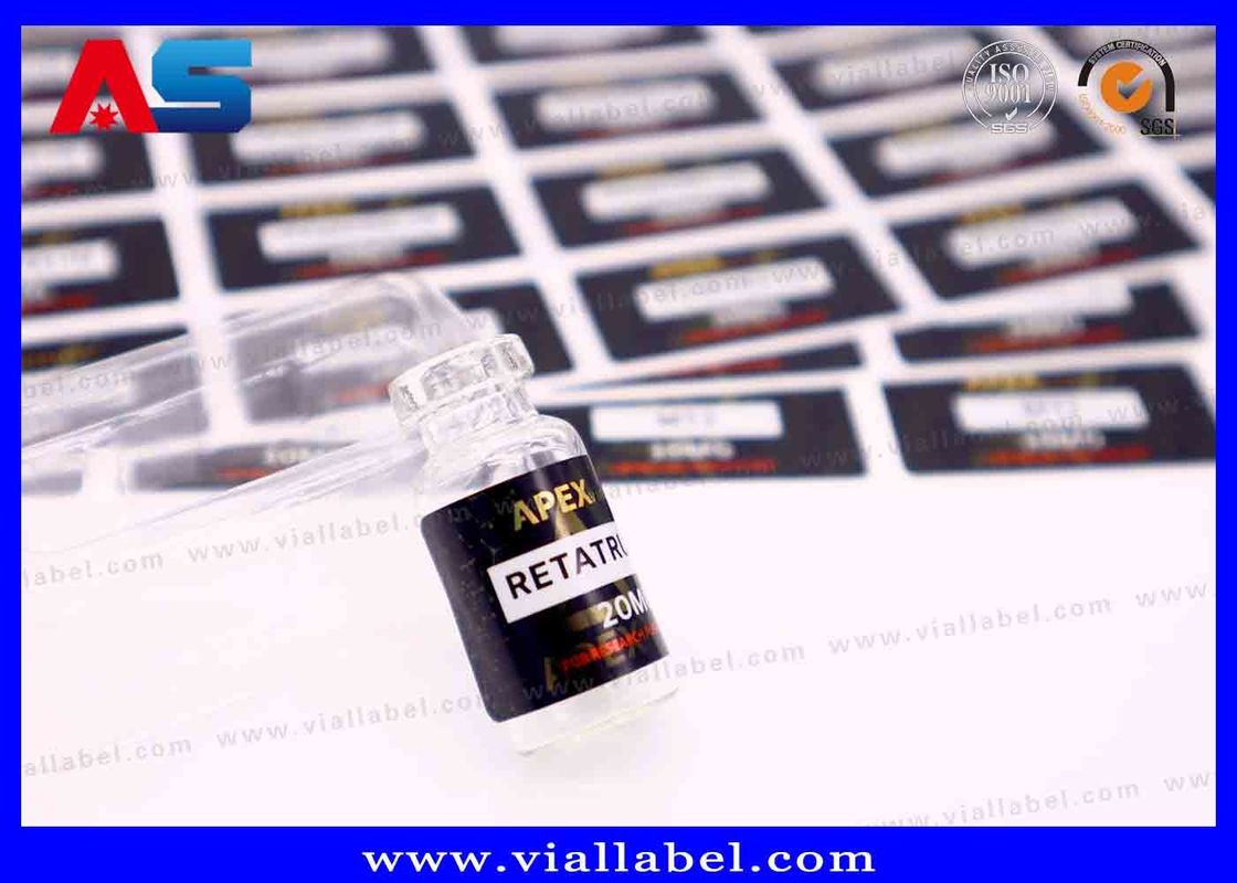 Белая жемчужная пленка Маленькая бутылка Этикетка для инъекционных масел Наклейки, наклейки для флаконов Hcg Печать персонализированного логотипа