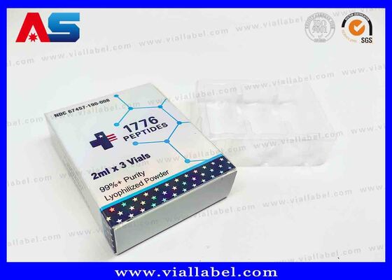 BPC голографический лазерная коробка, фармацевтическая коробка для 2 бутылок 3 мл печать
